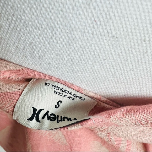 NWT HURLEY Pink & Cream Palm Tree Woven Grommet Brontë Beach Mini Dress - Picture 8 of 11